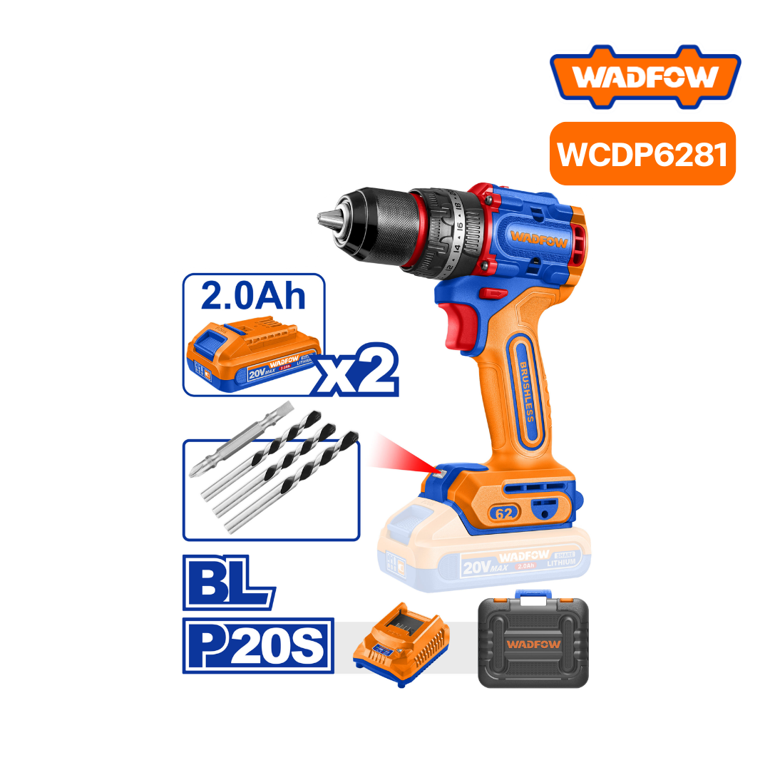 สว่านกระแทกไร้สาย WCDP6281 20V (แบต2.0Ahx2+แท่นชาร์จ) WADFOW สว่านกระแทกไร้สาย WCDP6281 20V (แบต2.0Ahx2+แท่นชาร์จ) WADFOW