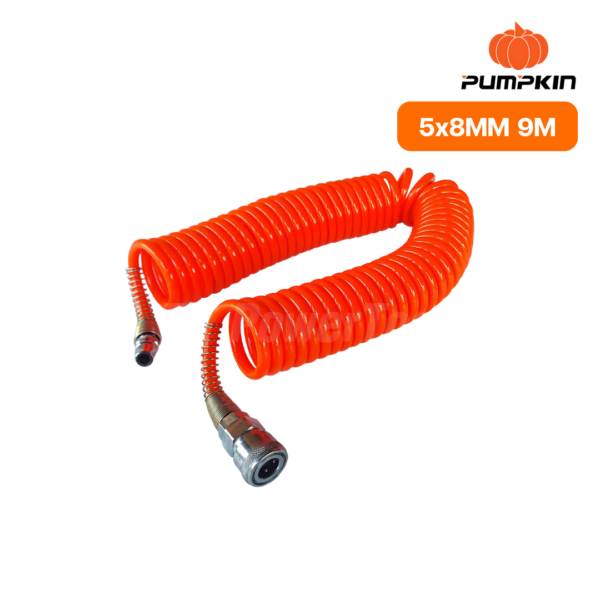 สายลมขดสปริงสีส้ม PU APOLLO 5x8MMx9M พร้อมคอปเปอร์ PUMPKIN