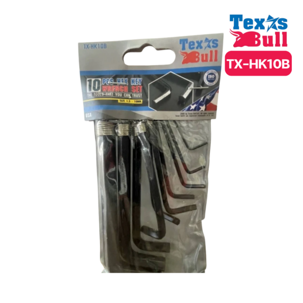 ประแจแอลหกเหลี่ยม TX-HK10B แบบสั้น (10PCS/SET) TEXAS BULL