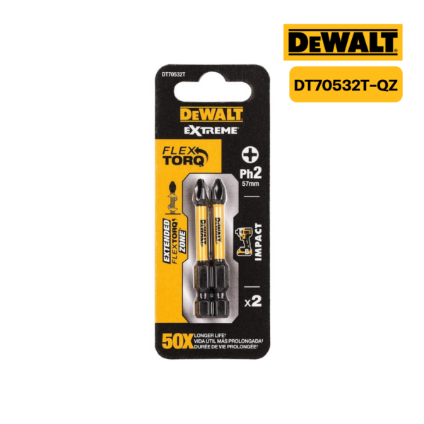 ชุดดอกไขควง DT70532T-QZ PH2 FlexTORQ DEWALT
