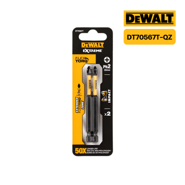 ชุดดอกไขควง DT70567T-QZ PH2 89MM 2ชิ้น DEWALT