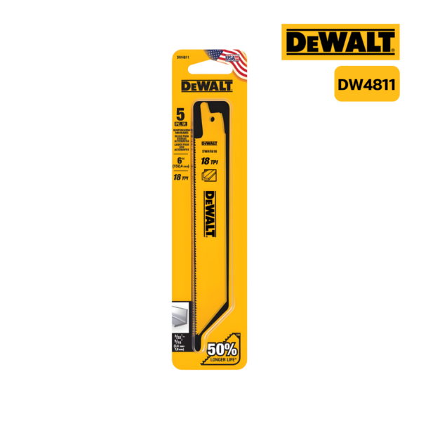 ใบเลื่อยไฟฟ้า DW4811 6INC 18TPI (ชุด 5 ใบ) DEWALT